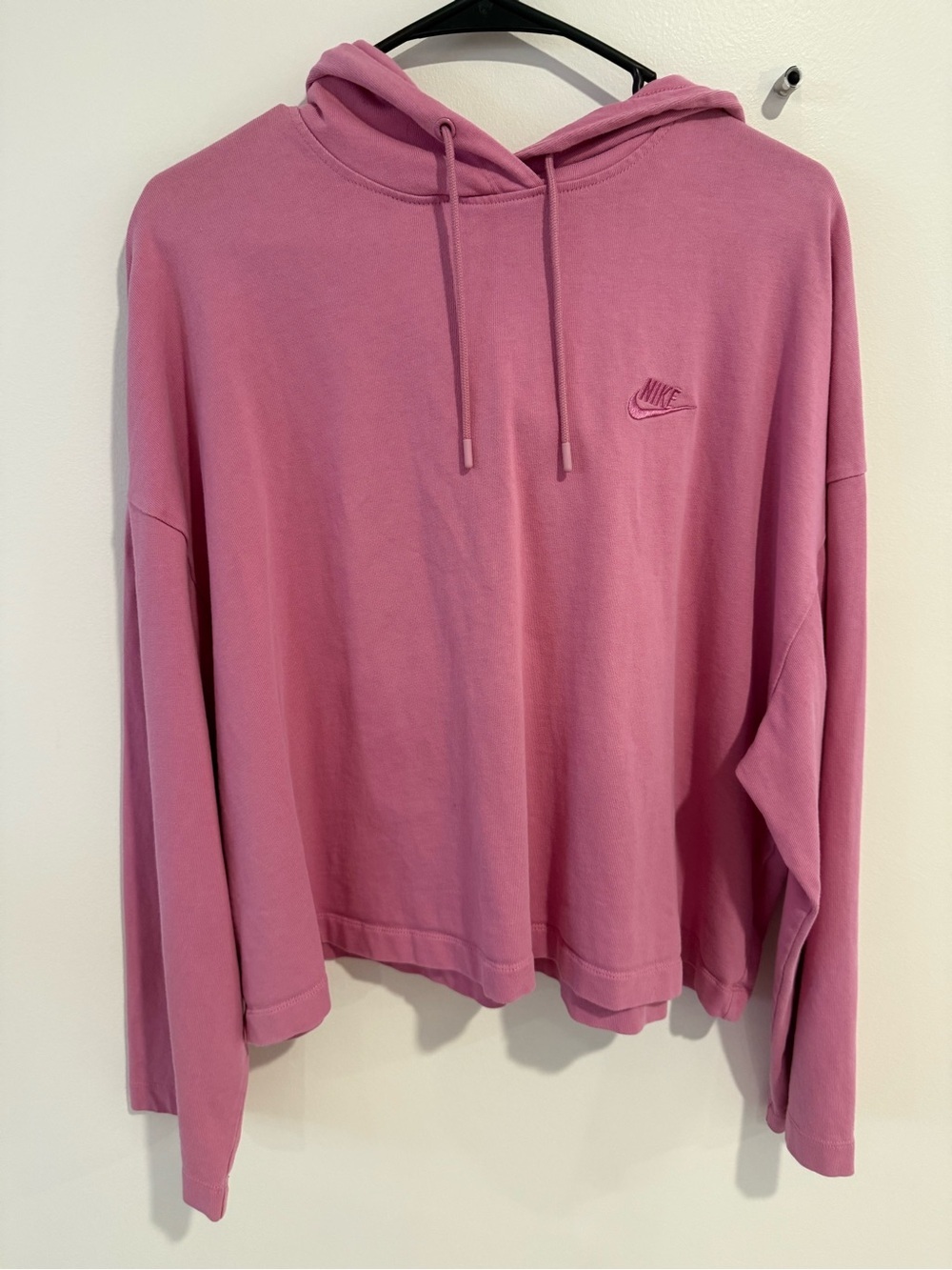Nike Women's Rose Pink Cropped Pullover Hoodie
